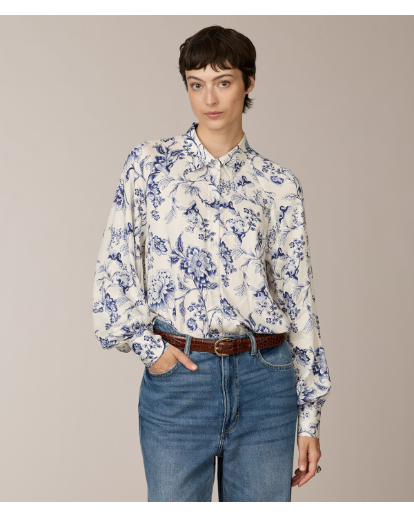 LOUISE BLUE SATIN PRINT
